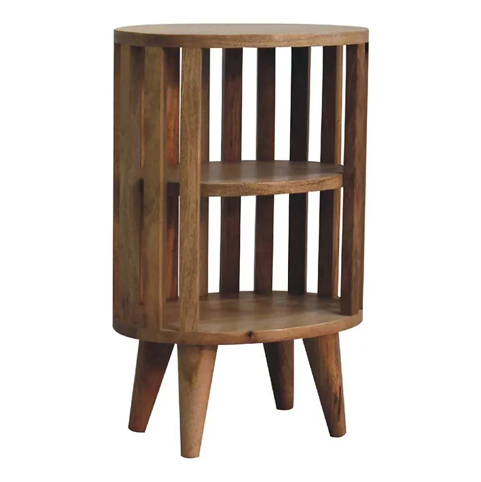 Artisan Furniture Bois massif Ariella Double étagère effet chêne table de chevet, marron