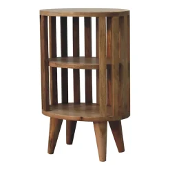 Artisan Furniture Bois massif Ariella Double étagère effet chêne table de chevet, marron