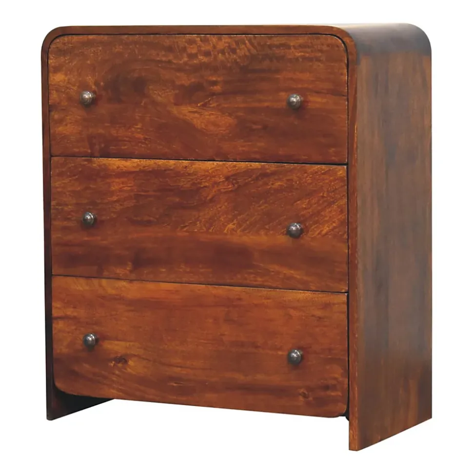 Artisan Furniture Bois massif Aspen commode étroite, 3 tiroirs, marron