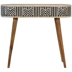 Artisan Furniture Bois massif Edessa incrustations en os console, 1 tiroir, noir et blanc