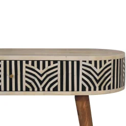 Artisan Furniture Bois massif Edessa incrustations en os console, 1 tiroir, noir et blanc