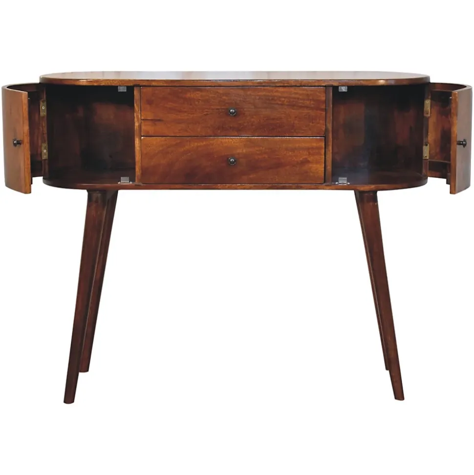Artisan Furniture Bois massif Grove châtaignier console, 2 tiroirs, 2 Doors, marron
