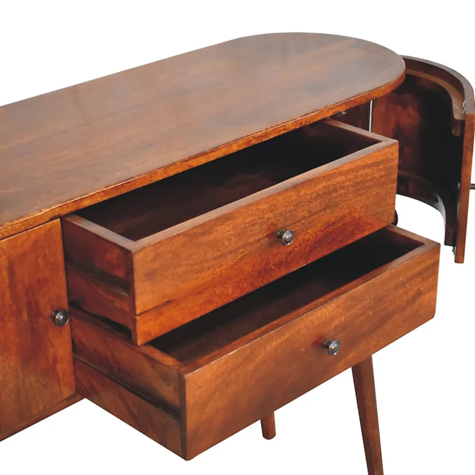 Artisan Furniture Bois massif Grove châtaignier console, 2 tiroirs, 2 Doors, marron