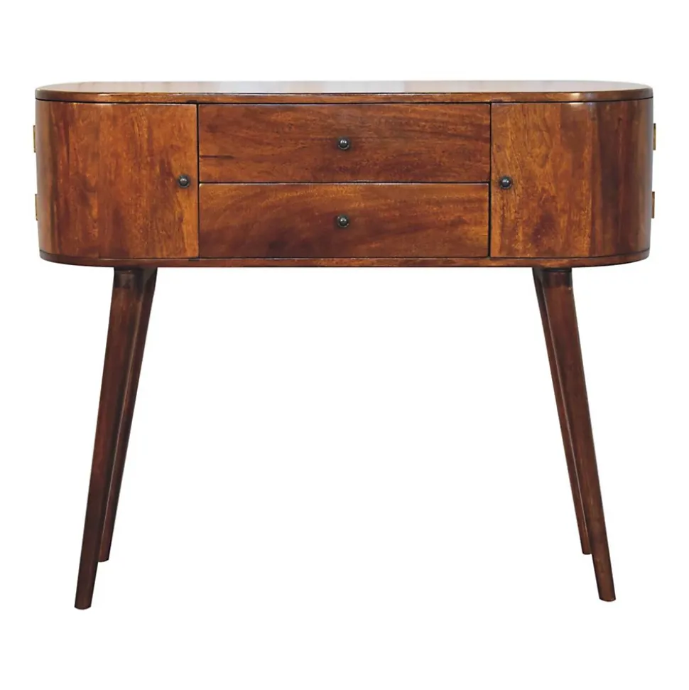 Artisan Furniture Bois massif Grove châtaignier console, 2 tiroirs, 2 Doors, marron