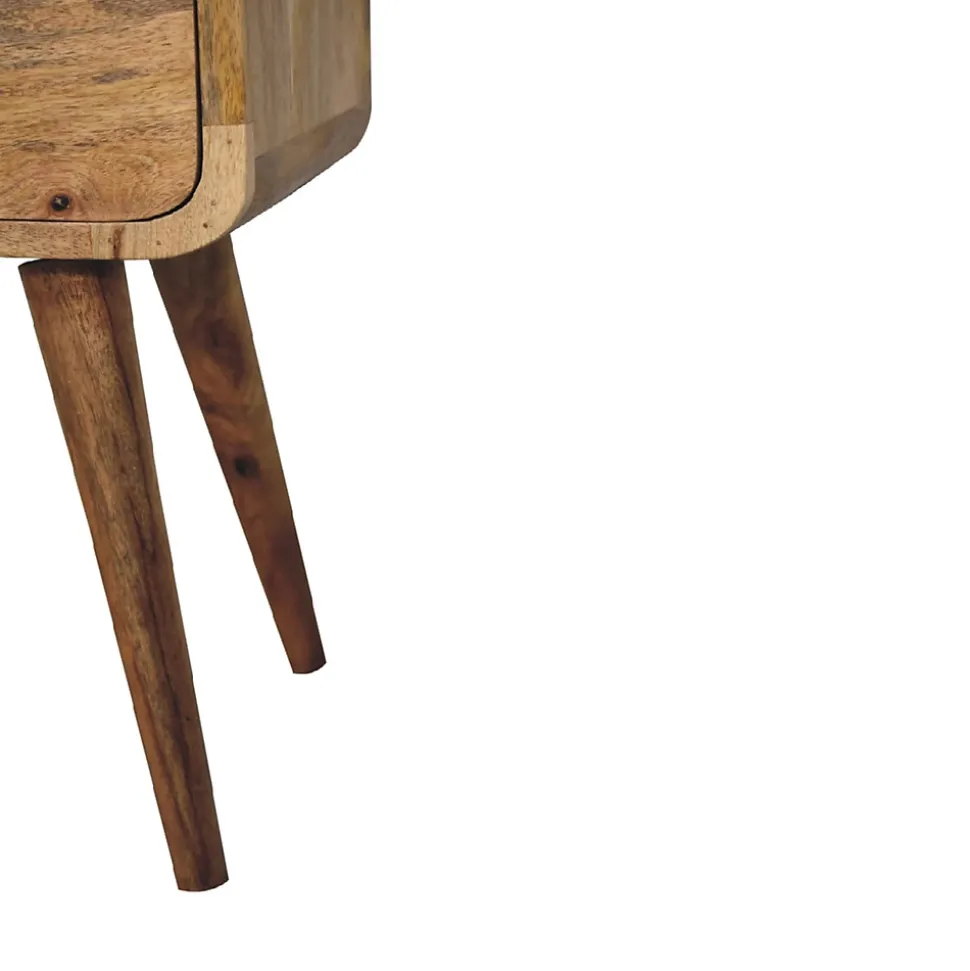 Artisan Furniture Bois massif Mini effet chêne courbé table de chevet, 2 tiroirs, beige