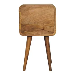 Artisan Furniture Bois massif Mini effet chêne courbé table de chevet, 2 tiroirs, beige