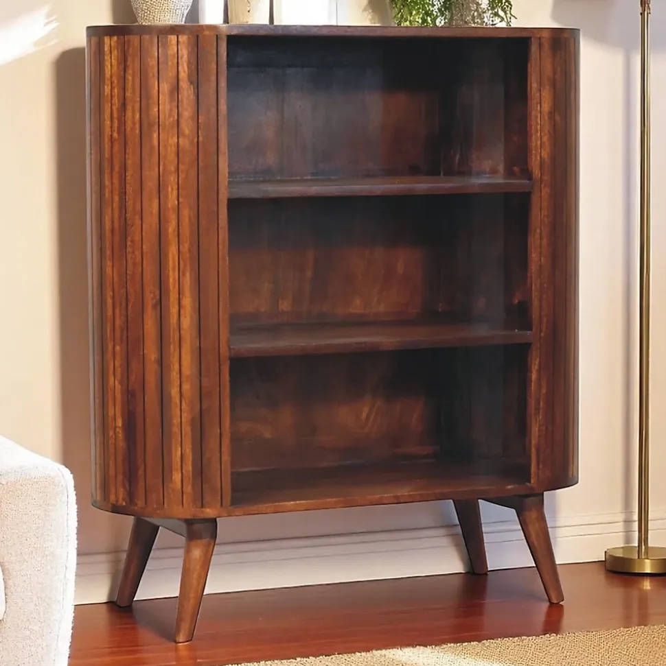 Artisan Furniture Bois massif Cortez châtaignier ouvert meuble, 3 étagères, marron