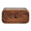 Artisan Furniture Bois massif Avora Mini châtaignier table de chevet à fixation murale, 1 tiroir, marron foncé