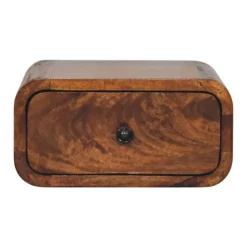 Artisan Furniture Bois massif Avora Mini châtaignier table de chevet à fixation murale, 1 tiroir, marron foncé
