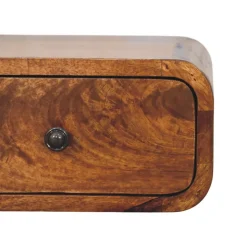 Artisan Furniture Bois massif Avora Mini châtaignier table de chevet à fixation murale, 1 tiroir, marron foncé