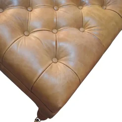 Artisan Furniture Bois massif Buffalo Tan cuir pouf avec avec roulettes, rembourré, marron