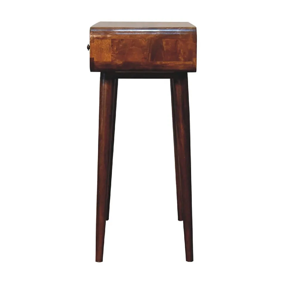 Artisan Furniture Bois massif châtaignier courbé Hallway Table, 2 tiroirs, marron foncé