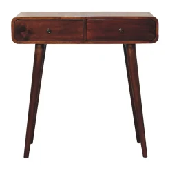 Artisan Furniture Bois massif châtaignier courbé Hallway Table, 2 tiroirs, marron foncé