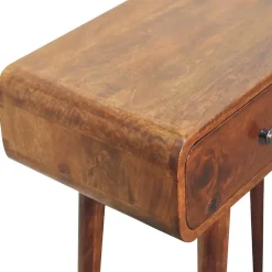 Artisan Furniture Bois massif châtaignier courbé Hallway Table, 2 tiroirs, marron foncé