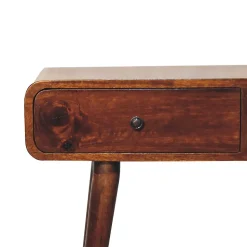 Artisan Furniture Bois massif châtaignier courbé Hallway Table, 2 tiroirs, marron foncé