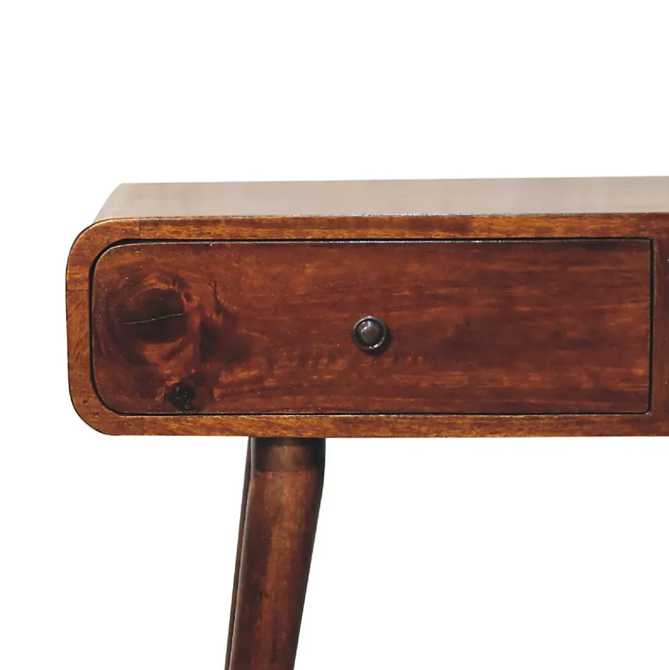 Artisan Furniture Bois massif châtaignier courbé Hallway Table, 2 tiroirs, marron foncé