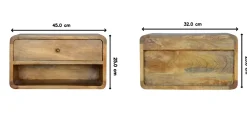 Artisan Furniture Bois massif Floating Curve niche ouverte table de chevet, 1 tiroir et ouvert étagère, beige