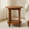 Artisan Furniture Bois massif Barley Twist rond table d'appoint, 1 étagère, marron