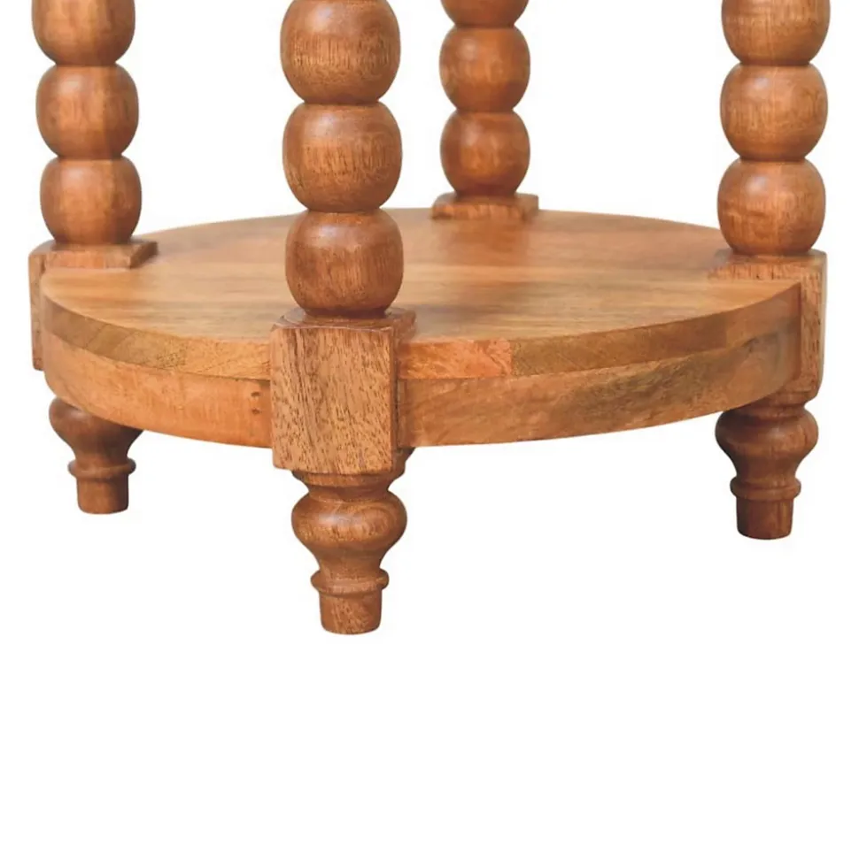 Artisan Furniture Bois massif Barley Twist rond table d'appoint, 1 étagère, marron