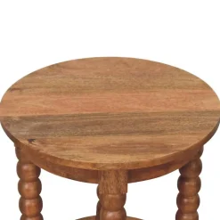 Artisan Furniture Bois massif Barley Twist rond table d'appoint, 1 étagère, marron