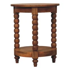 Artisan Furniture Bois massif Barley Twist rond table d'appoint, 1 étagère, marron