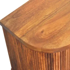Artisan Furniture Bois massif rainuré table de chevet avec détails en laiton, 2 tiroirs, marron