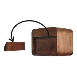 Artisan Furniture Bois massif Floating Mini châtaignier table de chevet, 2 tiroirs, marron foncé