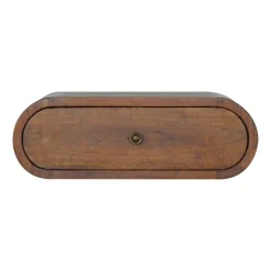 Artisan Furniture Bois massif rond châtaignier table de chevet à fixation murale, 1 tiroir, marron'