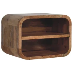 Artisan Furniture Bois massif effet chêne Floating ouvert Curve table de chevet, 2 étagères, marron