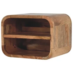 Artisan Furniture Bois massif effet chêne Floating ouvert Curve table de chevet, 2 étagères, marron