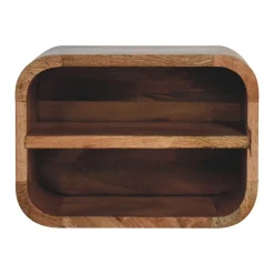 Artisan Furniture Bois massif effet chêne Floating ouvert Curve table de chevet, 2 étagères, marron