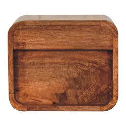 Artisan Furniture Bois massif Mini courbé miel caramel table de chevet à fixation murale, 2 tiroirs, marron