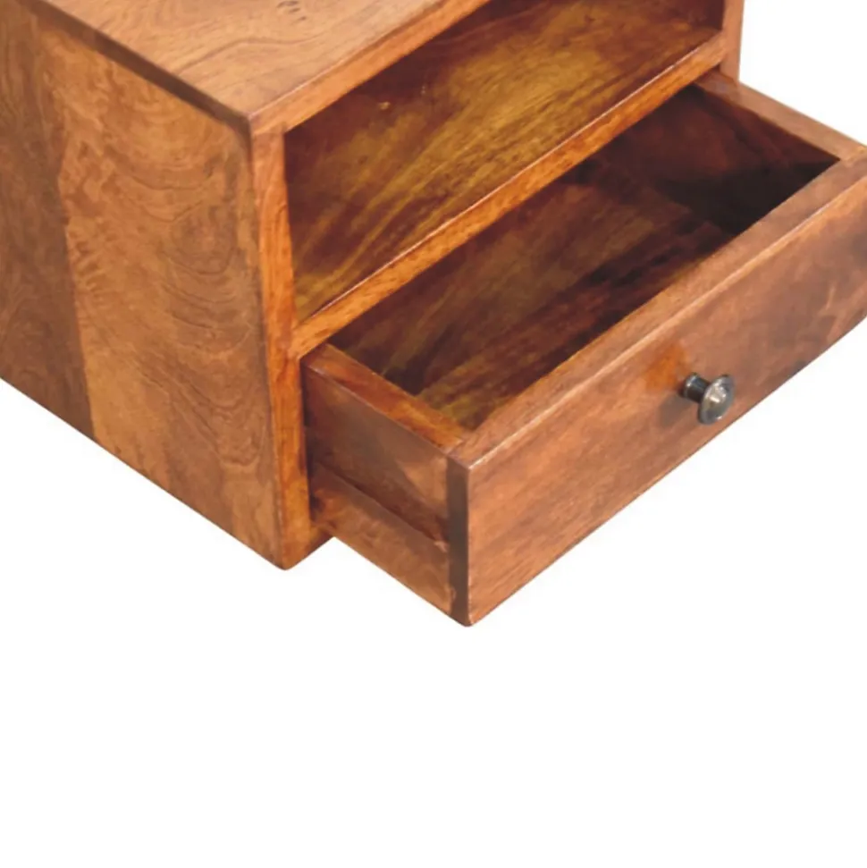 Artisan Furniture Bois massif Solis 1 tiroir châtaignier table de chevet à fixation murale