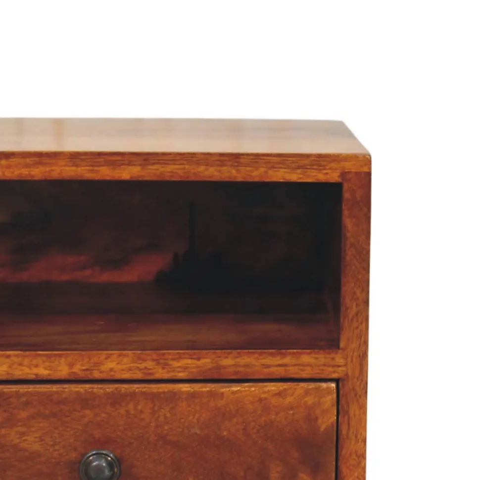 Artisan Furniture Bois massif Solis 1 tiroir châtaignier table de chevet à fixation murale