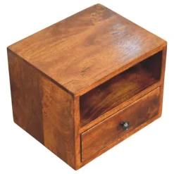 Artisan Furniture Bois massif Solis 1 tiroir châtaignier table de chevet à fixation murale