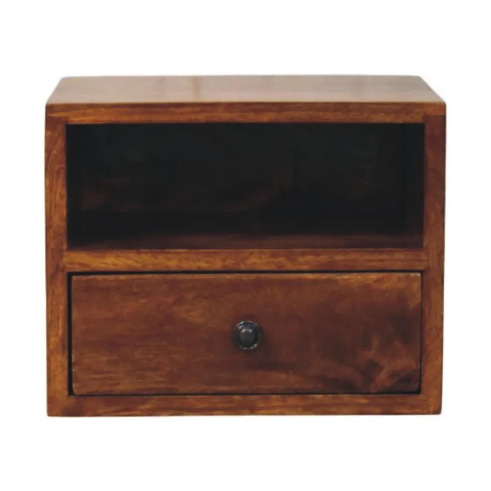 Artisan Furniture Bois massif Solis 1 tiroir châtaignier table de chevet à fixation murale