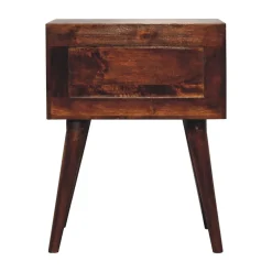 Artisan Furniture Bois massif châtaignier T-Bar Nordic table de chevet, 2 tiroirs, marron foncé