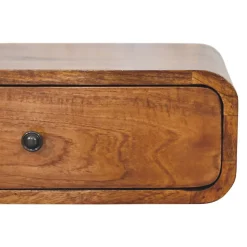 Artisan Furniture Bois massif Avora châtaignier 1 tiroir table de chevet à fixation murale, marron foncé