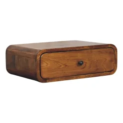 Artisan Furniture Bois massif Avora châtaignier 1 tiroir table de chevet à fixation murale, marron foncé