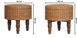 Artisan Furniture Bois massif Regency rond tressé tabouret, beige