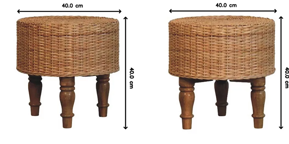 Artisan Furniture Bois massif Regency rond tressé tabouret, beige