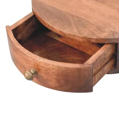 Artisan Furniture Bois massif miel caramel arrondi table de chevet à fixation murale, 1 tiroir, marron foncé