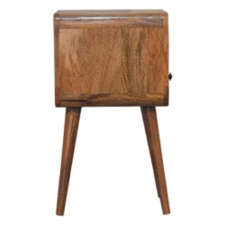 Artisan Furniture Bois massif Mini effet chêne Curve ouvert table de chevet, 1 tiroir et niche ouverte, beige