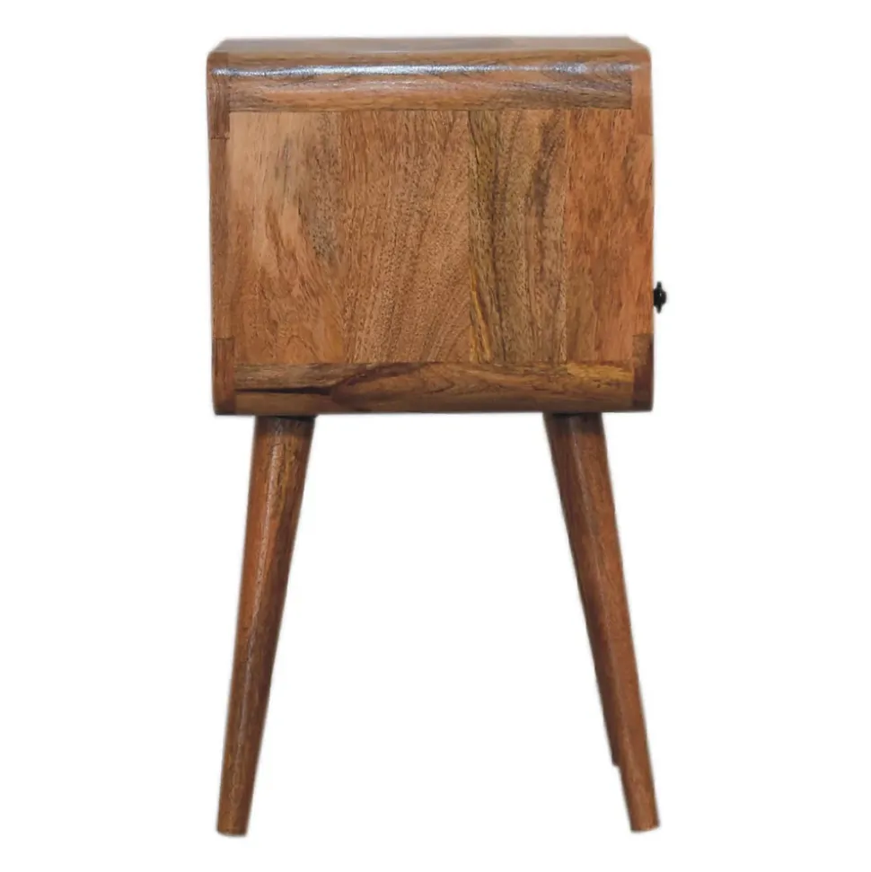Artisan Furniture Bois massif Mini effet chêne Curve ouvert table de chevet, 1 tiroir et niche ouverte, beige