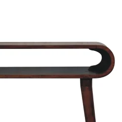 Artisan Furniture Bois massif Amaya Nordic Style console, niche ouverte, marron foncé