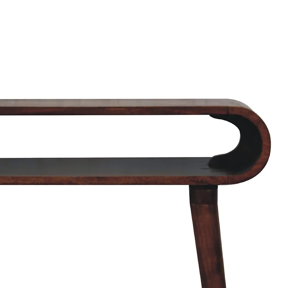 Artisan Furniture Bois massif Amaya Nordic Style console, niche ouverte, marron foncé