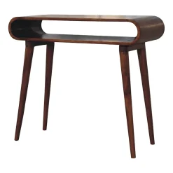 Artisan Furniture Bois massif Amaya Nordic Style console, niche ouverte, marron foncé