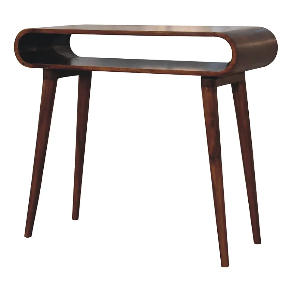 Artisan Furniture Bois massif Amaya Nordic Style console, niche ouverte, marron foncé