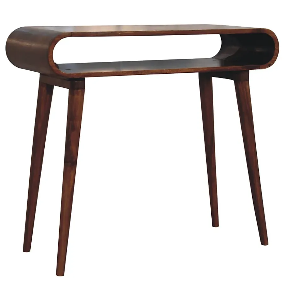Artisan Furniture Bois massif Amaya Nordic Style console, niche ouverte, marron foncé