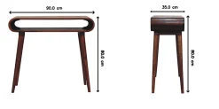 Artisan Furniture Bois massif Amaya Nordic Style console, niche ouverte, marron foncé